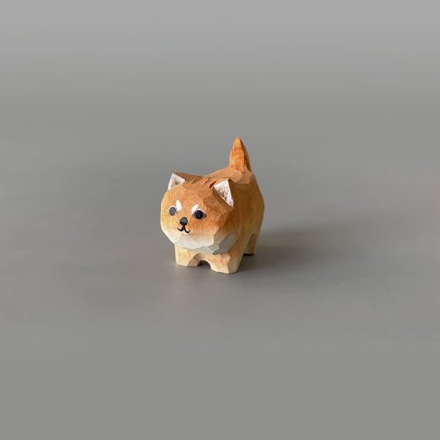 Hand-carved wood carving cute healing puppy golden retriever ornaments