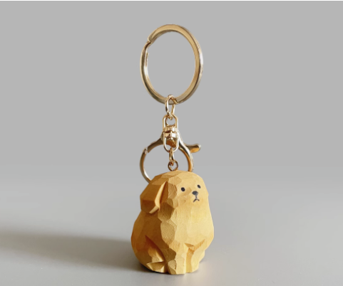 Hand-carved wood carving cute healing puppy golden retriever ornaments