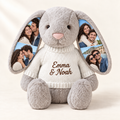 Grey personalized photo bunny — Grey, Personalized Sweater, 4 Photos, natural colour photo example.
