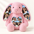 Personalized Photo Bunny Plush – Pink, Ears & Belly, 8 Photos — natural colour photo example.