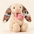 cream pink rose personalized photo bunny with four color couple photos