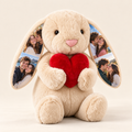 cream red heart personalized photo bunny with four color couple photos