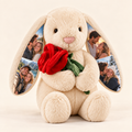 cream red rose personalized photo bunny with four color couple photos
