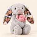 grey pink rose personalized photo bunny with four color couple photos