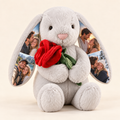 grey red rose personalized photo bunny with four color couple photos