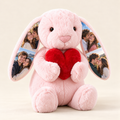 pink red heart personalized photo bunny with four color couple photos