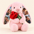 pink red rose personalized photo bunny with four color couple photos
