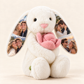 white pink rose personalized photo bunny with four color couple photos