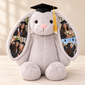 Personalized Graduation Bunny Plush – Photo & Embroidered Name with example custom photographs